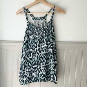 Y2K Sonoma Blue and White Geometric Camisole medium